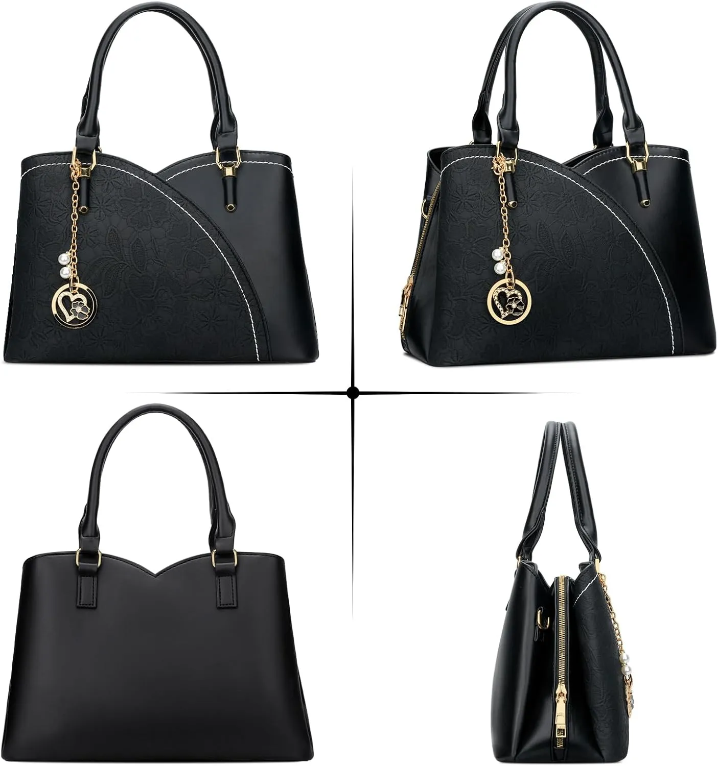 KKXIU Triple Compartments Purses and Handbags for Women Fashion Ladies Satchel Shoulder Top Handle Bag