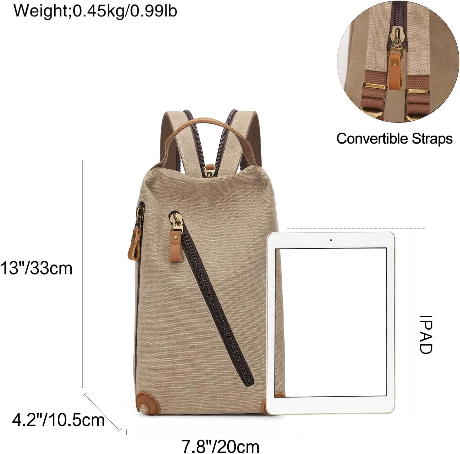 KL928 Canvas Sling Bag Crossbody Bags Small Backpack Pack Travel Purse Convertible Purses for Women Men