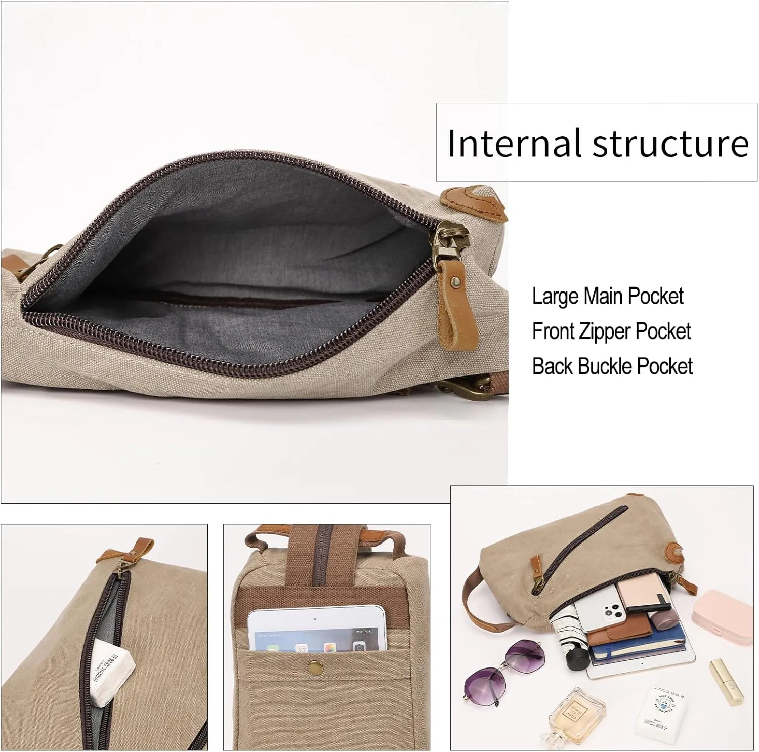KL928 Canvas Sling Bag Crossbody Bags Small Backpack Pack Travel Purse Convertible Purses for Women Men