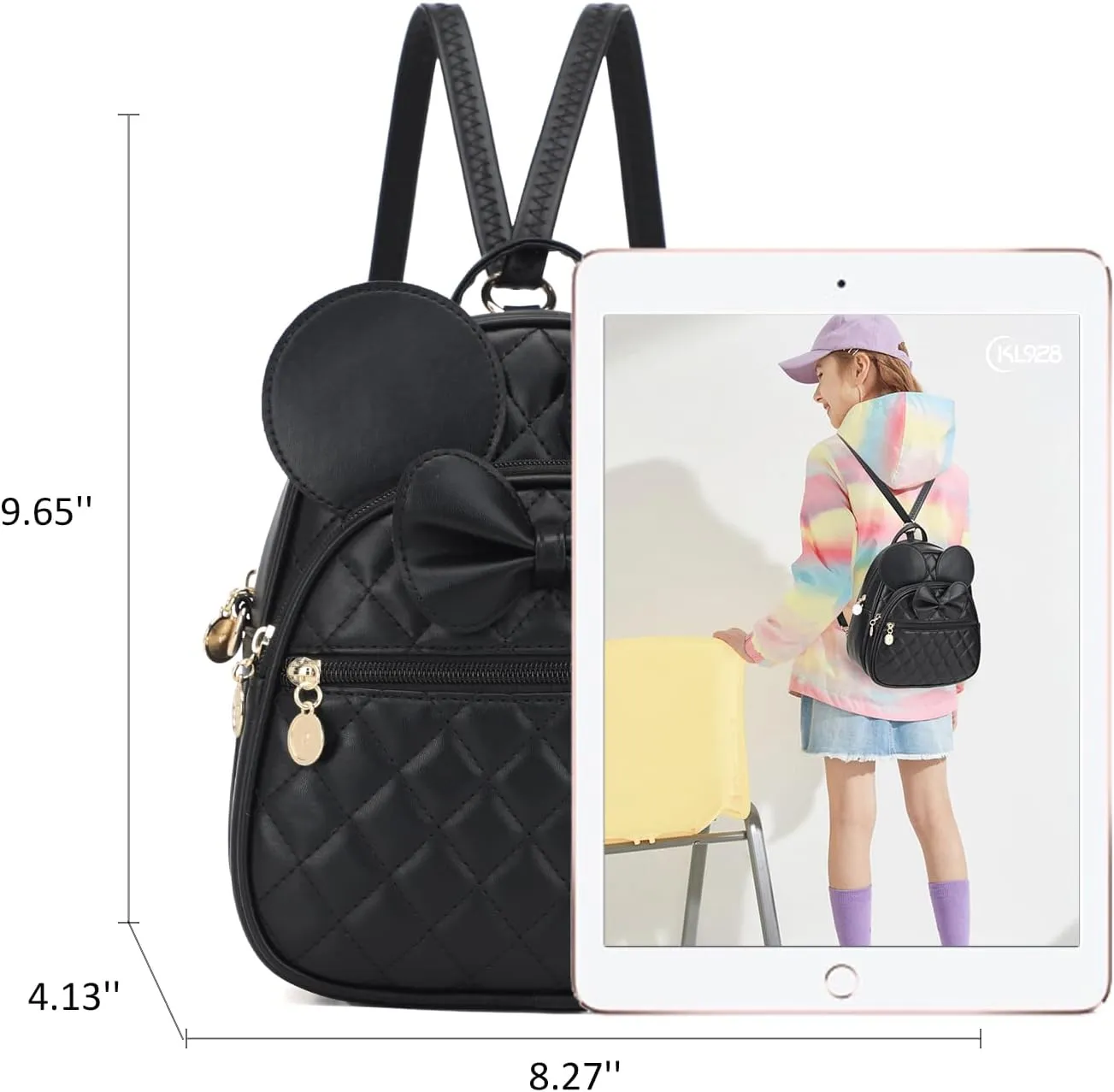 KL928 Girls Bowknot Polka Dot Cute Mini Backpack Small Daypacks Convertible Shoulder Bag Purse for Women