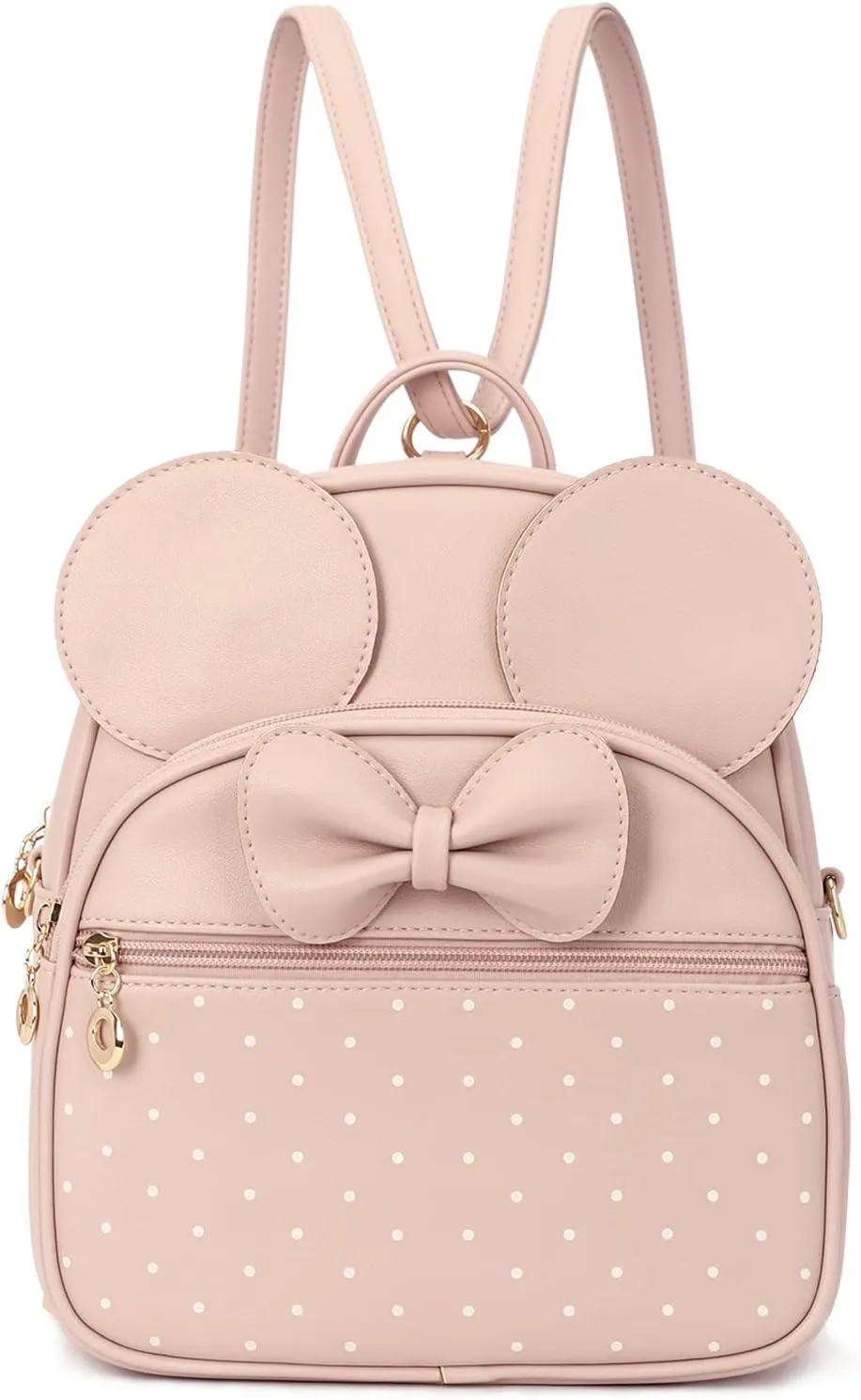 KL928 Girls Mini Backpack Bowknot Polka Dot Cute Daypacks Convertible Shoulder Bag Purse for Women (L.Pink)