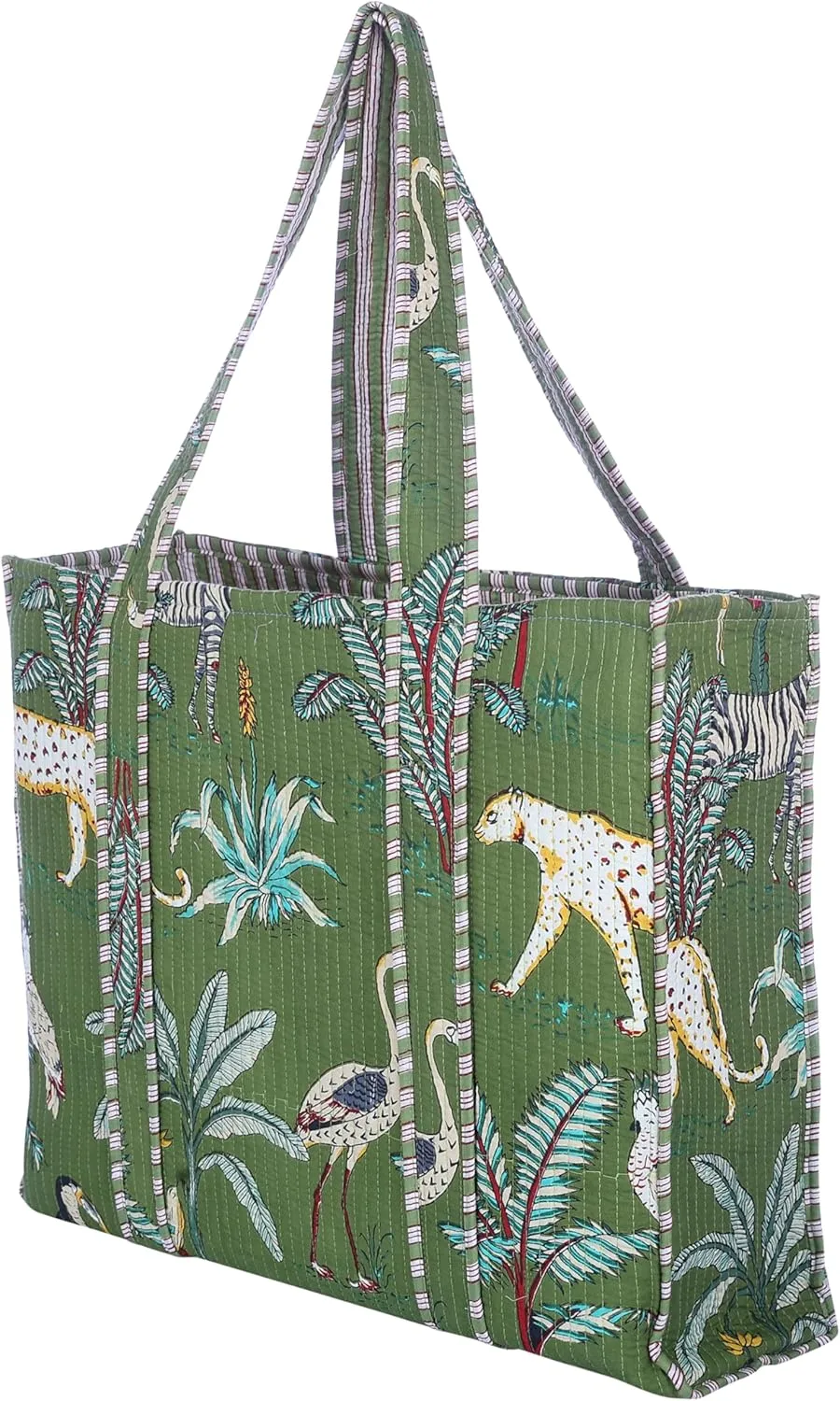 KLAVATE Women Handblock Lightweight Travel Bag Purse Cotton Shoulder Tote Bag For Shopping Grocery & Beach Bag Gift For Her