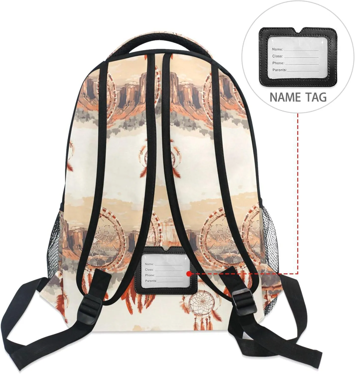 KLL Day Backpack for Men Women Waterproof Stylish Travel Bags with Chest Strap for College Work Western Cowboy Dream Catcher Dream Catcher Deep Canyons