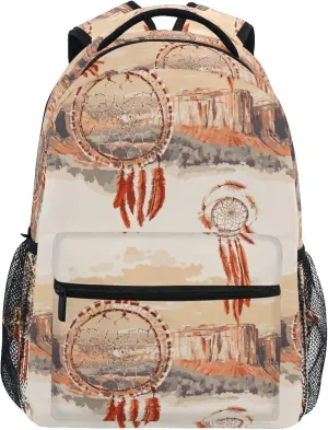 KLL Day Backpack for Men Women Waterproof Stylish Travel Bags with Chest Strap for College Work Western Cowboy Dream Catcher Dream Catcher Deep Canyons