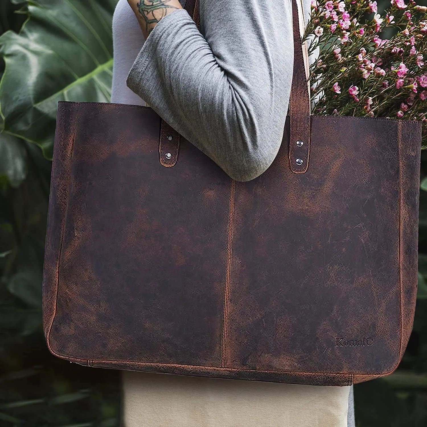 KomalC Leather Tote Bag for Women Purse Satchel Travel Bag shopping Carry Messenger Multipurpose Handbag