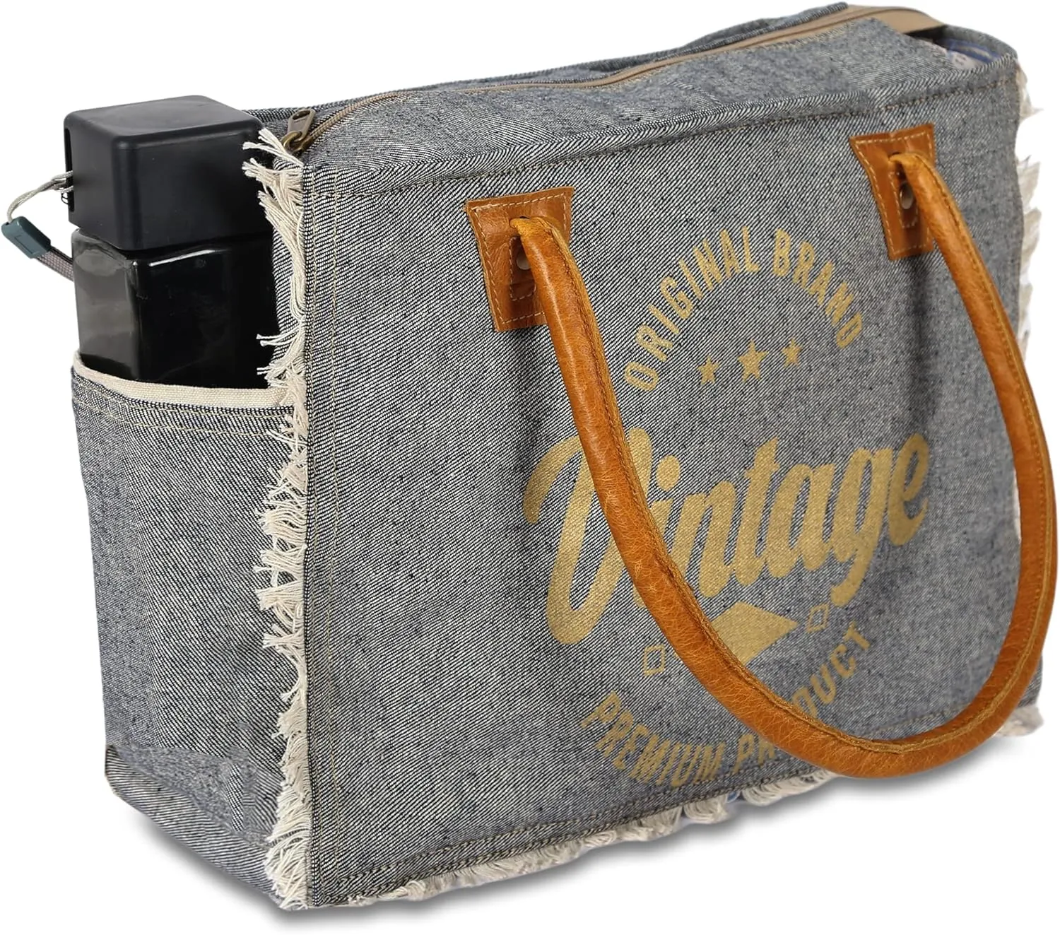 KPL Sel De Mer Upcycled Canvas and leather Hand Bag Cowhide Tote Bag shopping bag carry on leather bag