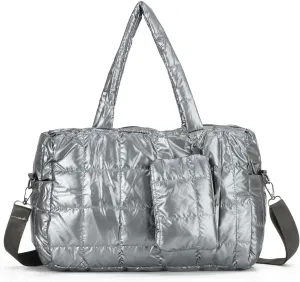 KUANG! Puffer Tote Bag for Women Cotton Quilted Puffy Handbag Satchel Purse for Travel Purse