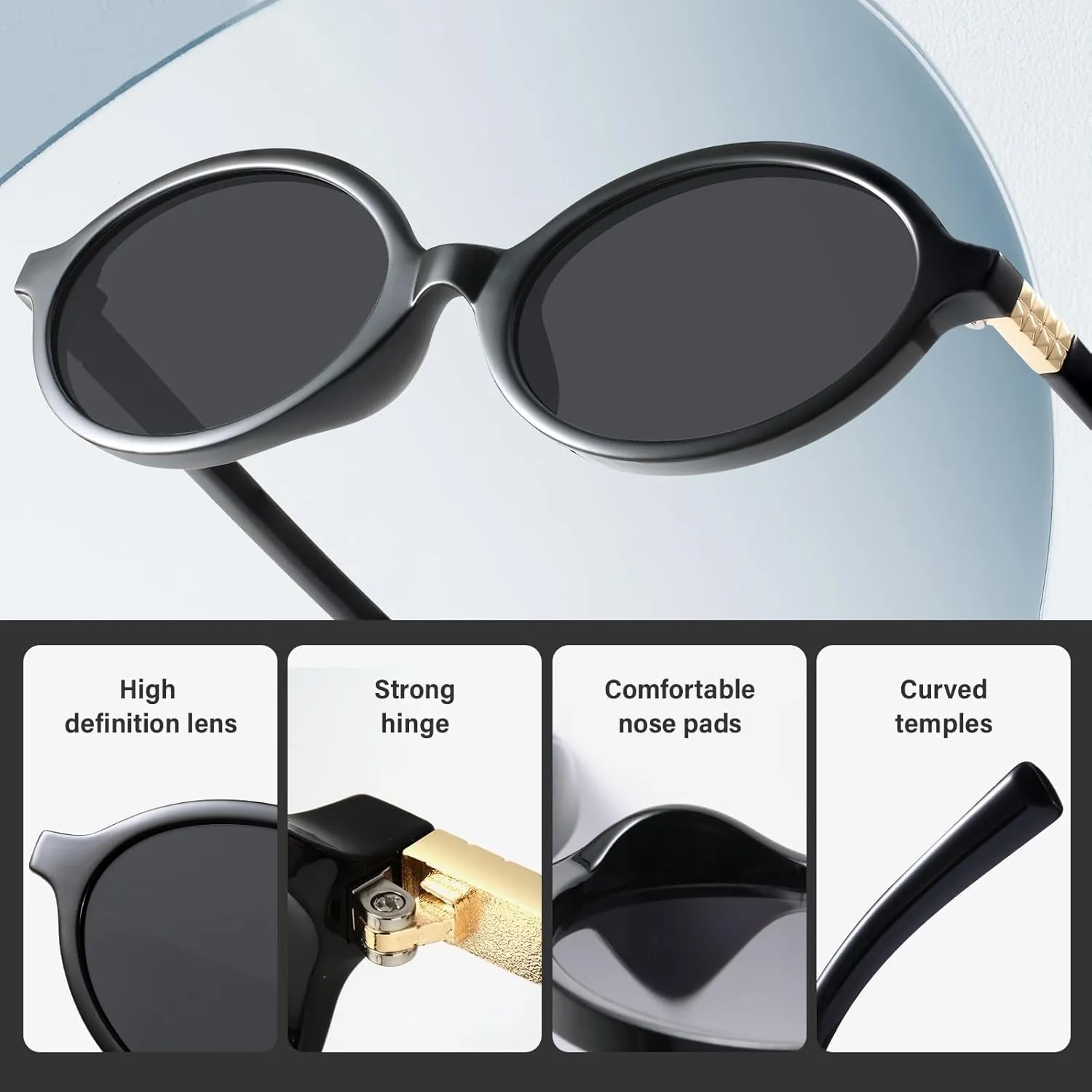 KUGUAOK Retro Oval Sunglasses for Women Trendy Small Frame 90s Sun Glasses UV Protection Y2k Fashion Shades