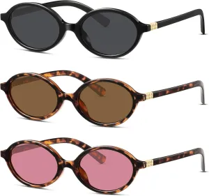 KUGUAOK Retro Oval Sunglasses for Women Trendy Small Frame 90s Sun Glasses UV Protection Y2k Fashion Shades