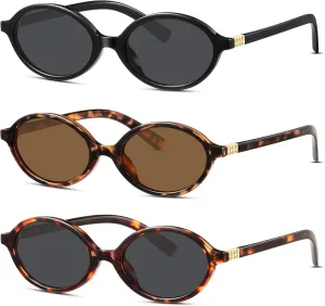KUGUAOK Retro Oval Sunglasses for Women Trendy Small Frame 90s Sun Glasses UV Protection Y2k Fashion Shades