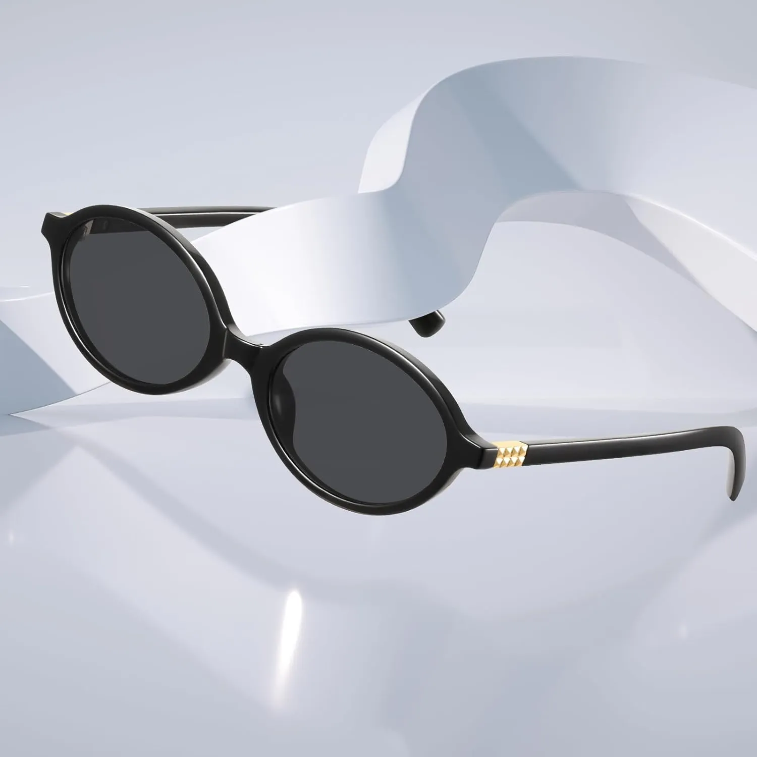 KUGUAOK Retro Oval Sunglasses for Women Trendy Small Frame 90s Sun Glasses UV Protection Y2k Fashion Shades