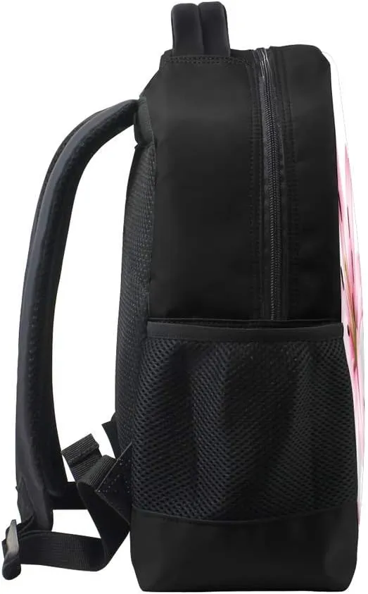 Kuizee Classic Backpack Schoolbag Adjustable Padded Shoulder Straps Daypack ﻿Pink Lily Flower Casual Bags Durable College Daily 16Inch