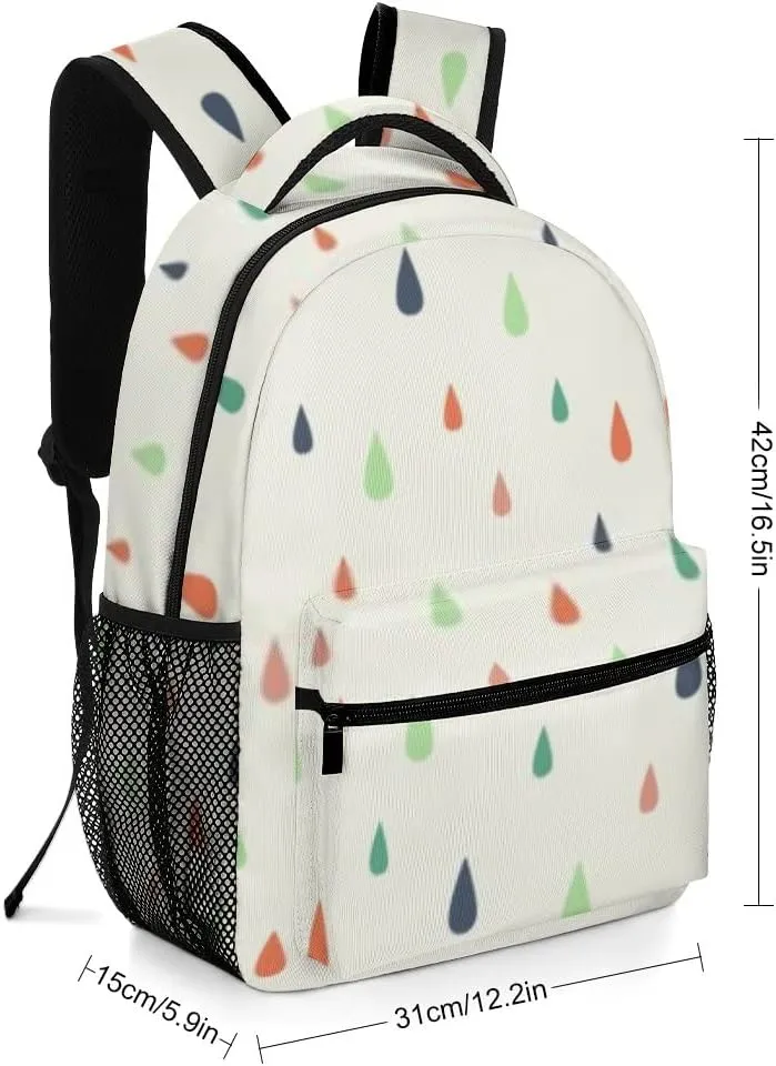 Kuizee Travel Laptop Backpack Business Daypack Work Bookbag Colorful Falling Rain Drops Durable iPad Tablet School College Book Bags Casual Bags for Men and Women