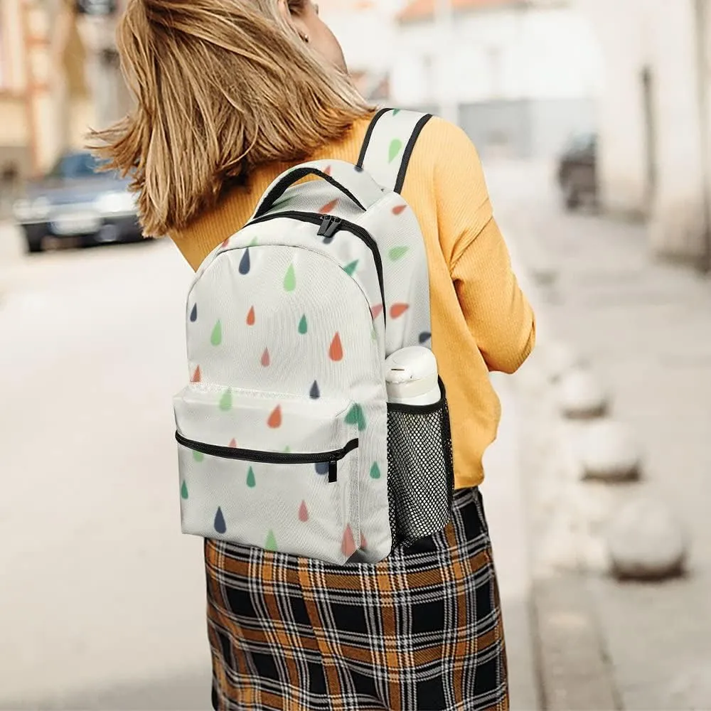 Kuizee Travel Laptop Backpack Business Daypack Work Bookbag Colorful Falling Rain Drops Durable iPad Tablet School College Book Bags Casual Bags for Men and Women