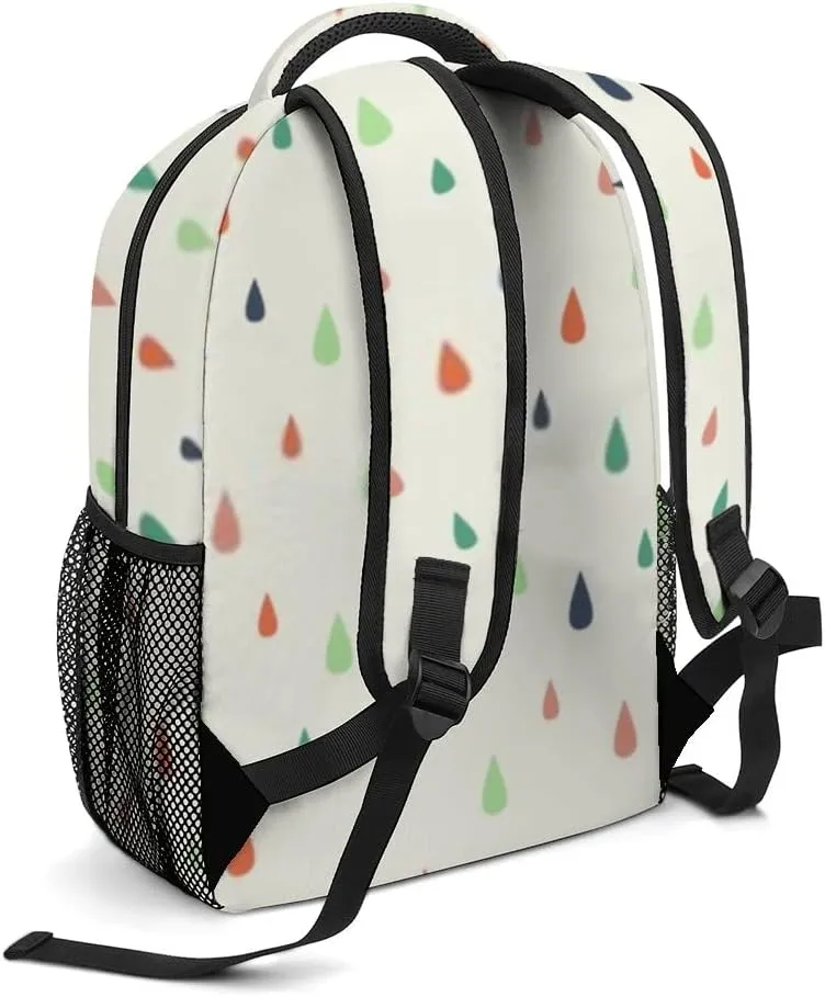 Kuizee Travel Laptop Backpack Business Daypack Work Bookbag Colorful Falling Rain Drops Durable iPad Tablet School College Book Bags Casual Bags for Men and Women