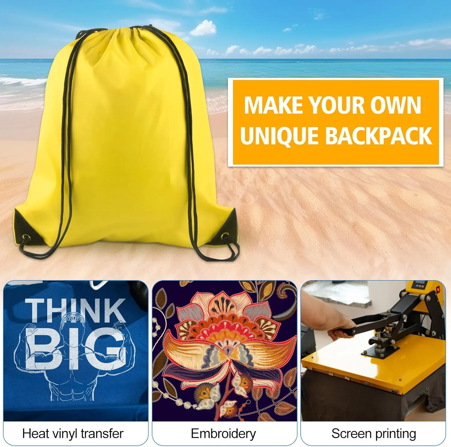 KUUQA 20Pcs Drawstring Backpack Bag Bulk Yellow Drawstring Bags String Backpack Sport Gym Sack Bags Foldable Storage Bag for Women Men Shopping Gym Travel Sports
