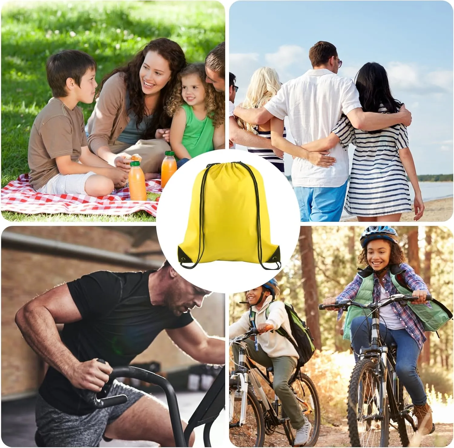 KUUQA 20Pcs Drawstring Backpack Bag Bulk Yellow Drawstring Bags String Backpack Sport Gym Sack Bags Foldable Storage Bag for Women Men Shopping Gym Travel Sports