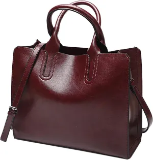 Ladies Shoulder Bag Fashion Solid Color Vintage Zipper Large Capacity Shoulder Handbag Leather Bags (Coffee, One Size)