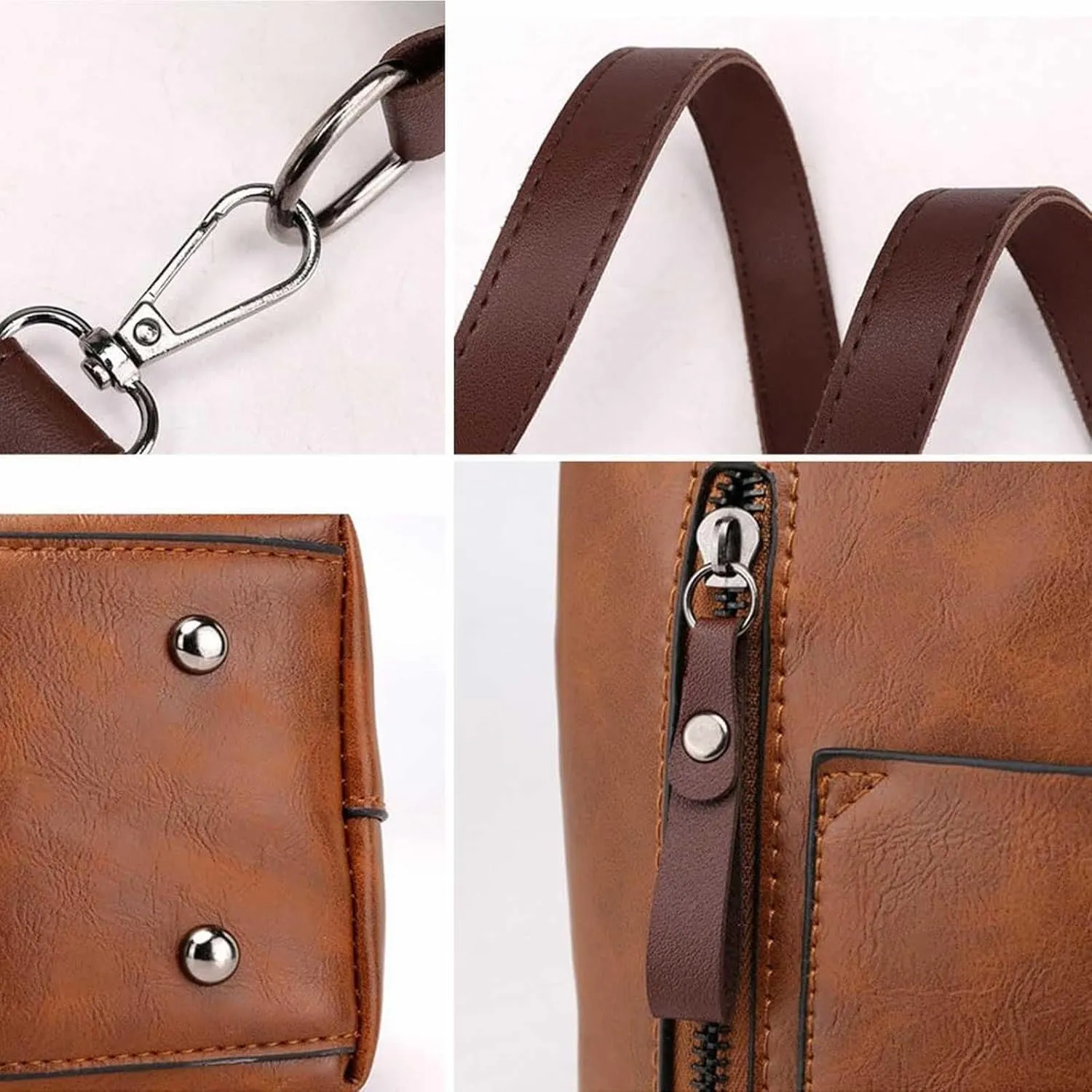 Ladies Vintage Leather Shoulder Bag Large Capacity Tote Bags Women Crossbody Bag Multi Pocket Shoulder (Black, One Size)