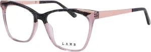 L.A.M.B. LA119 BLK Eyeglasses Women's Black/Crystal/Gold Full Rim 54mm