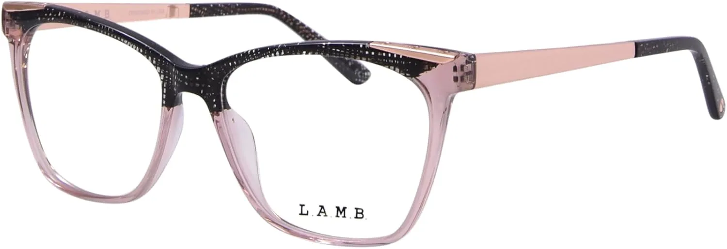 L.A.M.B. LA119 BLK Eyeglasses Women's Black/Crystal/Gold Full Rim 54mm