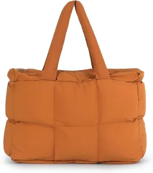 Lanpet Puffer Tote Bag for Women,Large Quilted puffy Padded Handbags Lightweight Shoulder Bags for Travel Gym Shopping Work