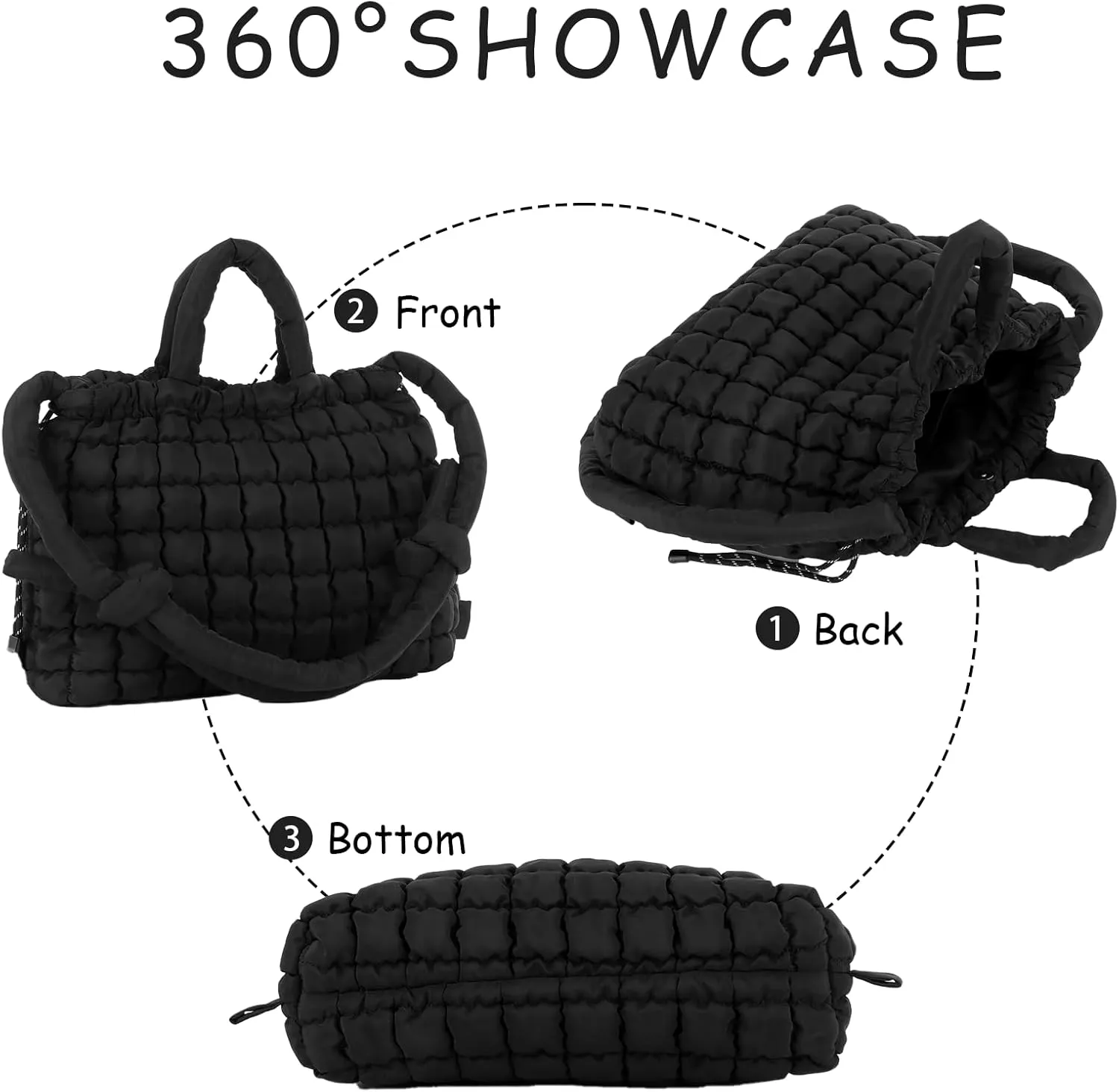 Lanpet Quilted Puffer Tote Bag for Women Large Quilted Crossbody Bag Lightweight Nylon Puffy Carryall Hobo bag Handbags