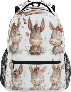 Laptop Backpack for Men and Women Waterproof Business Work Bag with Chest Strap Gift Men & Women Cute Donkey White