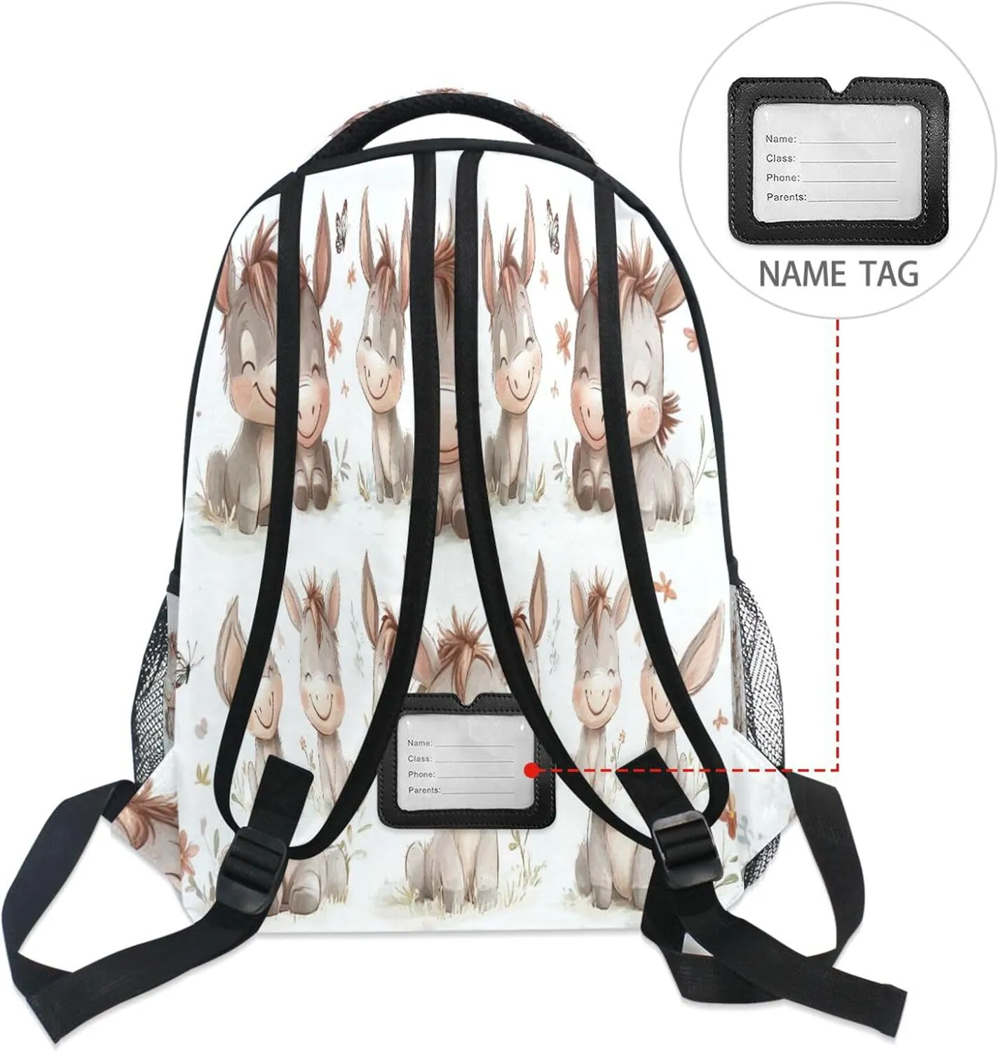 Laptop Backpack for Men and Women Waterproof Business Work Bag with Chest Strap Gift Men & Women Cute Donkey White