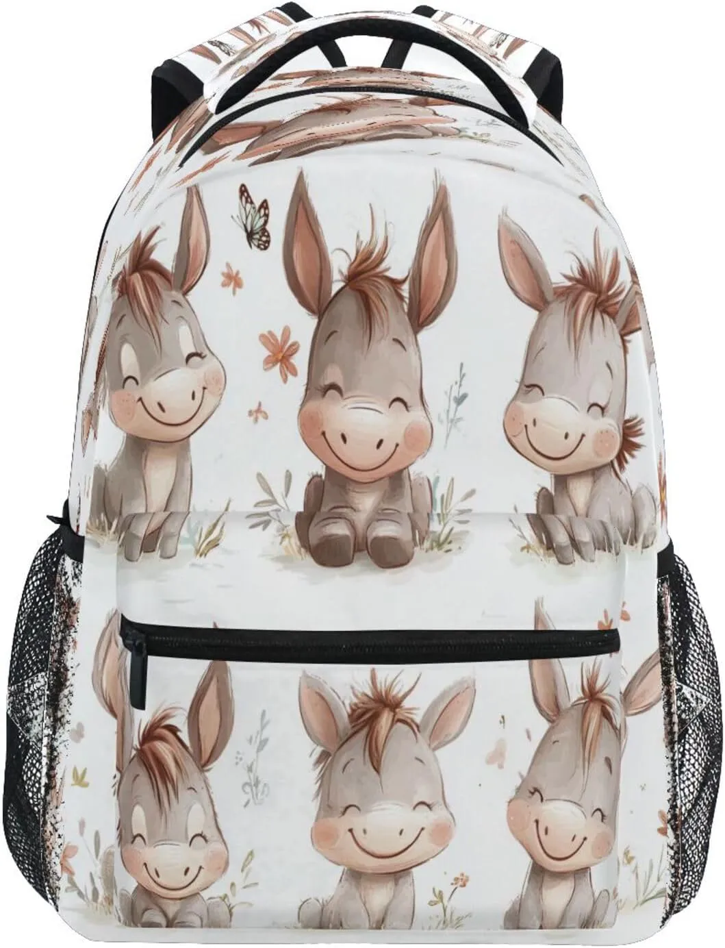 Laptop Backpack for Men and Women Waterproof Business Work Bag with Chest Strap Gift Men & Women Cute Donkey White