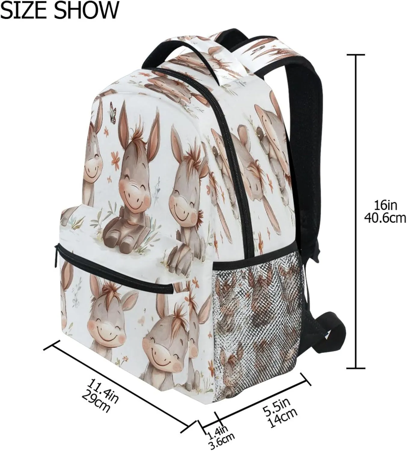 Laptop Backpack for Men and Women Waterproof Business Work Bag with Chest Strap Gift Men & Women Cute Donkey White