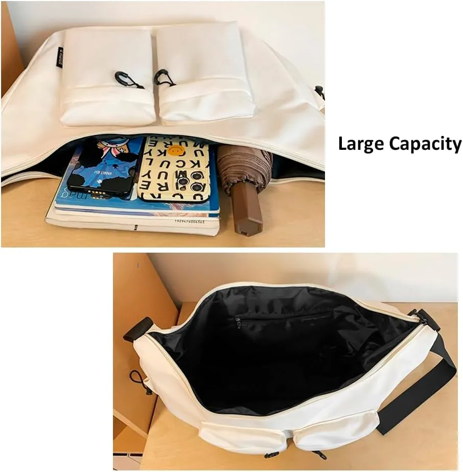 Large Capacity Messenger Canvas Bag, Large Crossbody Bag Shoulder Purse, Multi-Pocket，Vintage Water Resistant Canvas Satchel