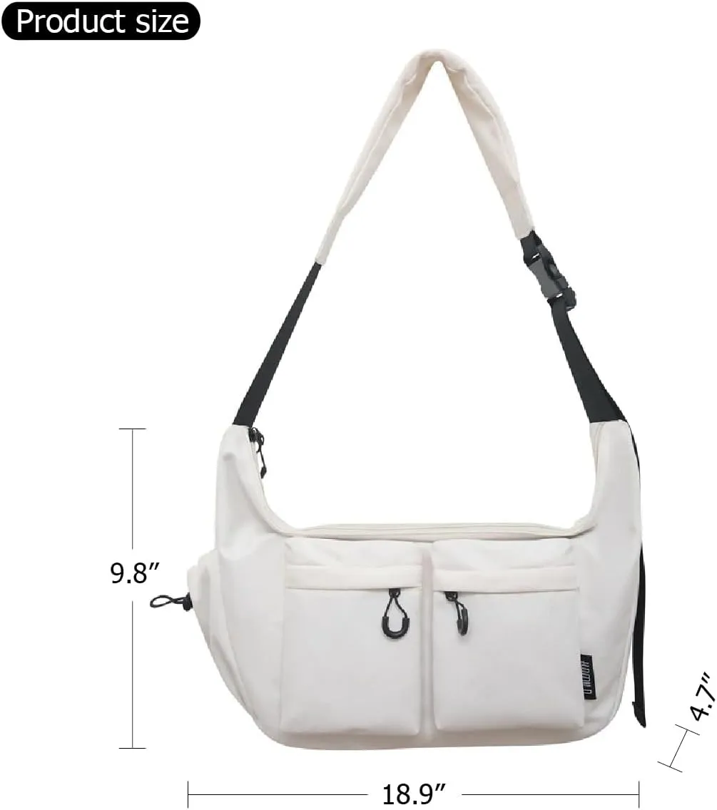 Large Capacity Messenger Canvas Bag, Large Crossbody Bag Shoulder Purse, Multi-Pocket，Vintage Water Resistant Canvas Satchel