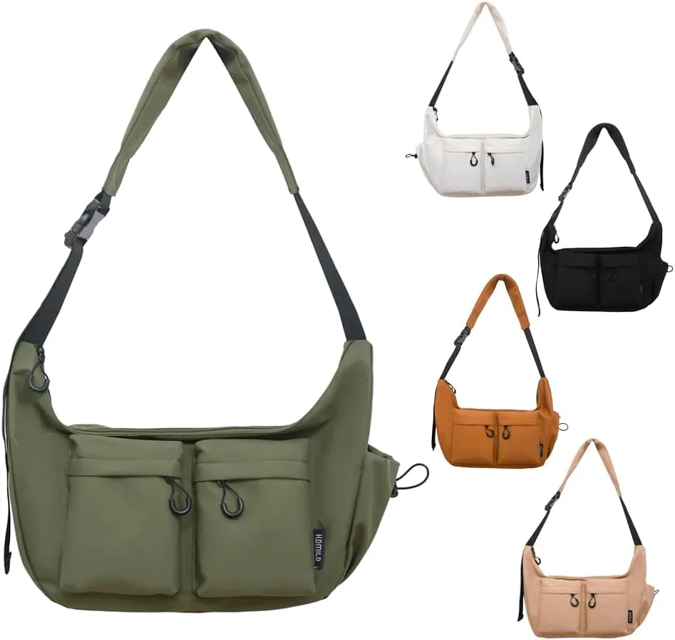 Large Capacity Messenger Canvas Bag, Large Crossbody Bag Shoulder Purse, Multi-Pocket，Vintage Water Resistant Canvas Satchel