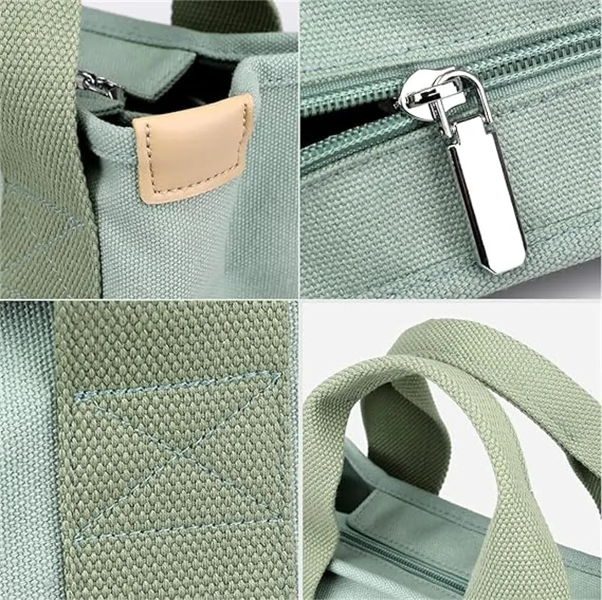 Large Capacity Multi Pocket Handbag Handmade,Small Tote Bag with Zipper,Top Handle Canvas Compartment Adjustable Crossbody