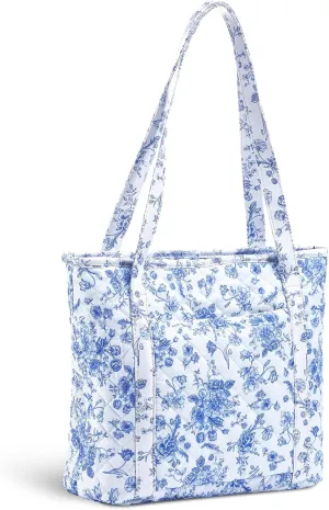 Large Floral Quilted Tote Bag for Women Cotton Quilted Shoulder Purse with Zipper Pockets for Work Travel lunch