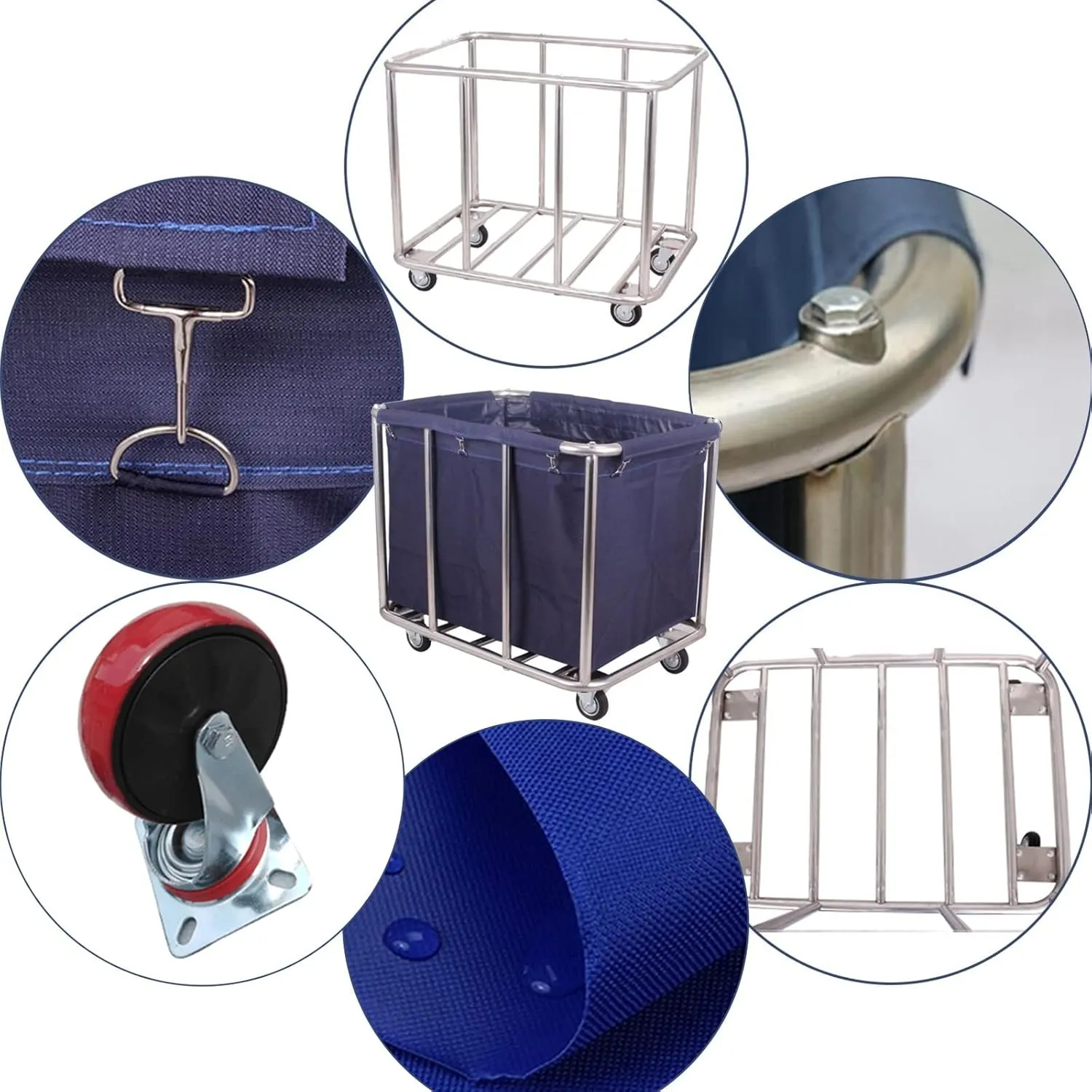 Large Laundry Cart With Wheels Heavy Duty Rolling Storage Basket Organizer 330Lb Load Truck for Large Family or Commercial Hotels and Hospital Laundry Room Transport Clothes and Linen Material
