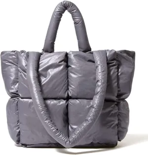 Large Lightweight Quilted Tote Bag for Women, Luxury Soft Padded Handbags, Winter Nylon Down Cotton Padding Shoulder Bags