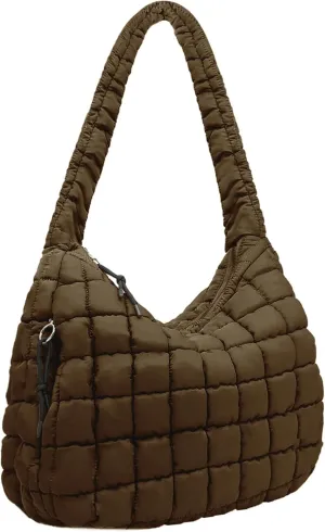 Large Puffer Tote Bag Quilted Crossbody Bags for Women Quilted Carryall GYM Tote Soft Puffy Shoulder Bags for Travel