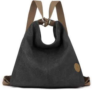 Large Purse Crossbody Shoulder Hobo Bag Convertible Canvas Tote Bag Backpack for Women with Zipper Pocket