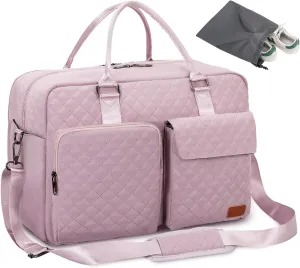 Large Travel Duffle Bag, Carry on Weekender Overnight Bag for Women, Gym Duffel Bag with Wet Pocket & Shoes Bag, Hospital Bags for Labor and Delivery, Purple