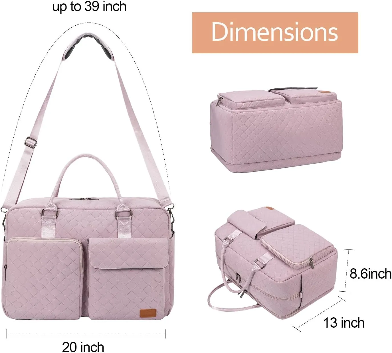 Large Travel Duffle Bag, Carry on Weekender Overnight Bag for Women, Gym Duffel Bag with Wet Pocket & Shoes Bag, Hospital Bags for Labor and Delivery, Purple