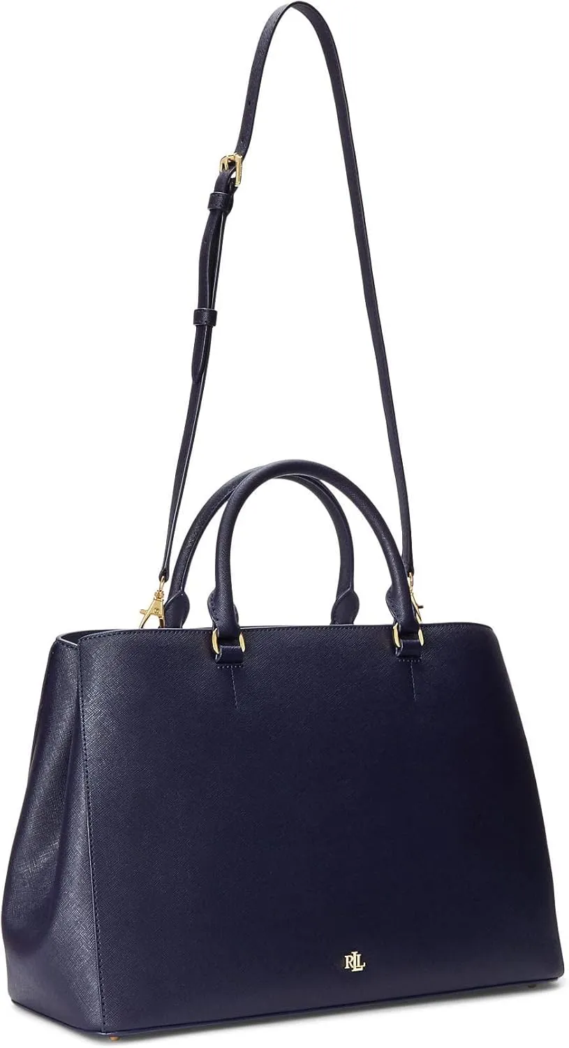 Lauren Ralph Lauren Crosshatch Leather Large Hanna Satchel