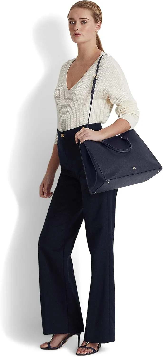 Lauren Ralph Lauren Crosshatch Leather Large Hanna Satchel