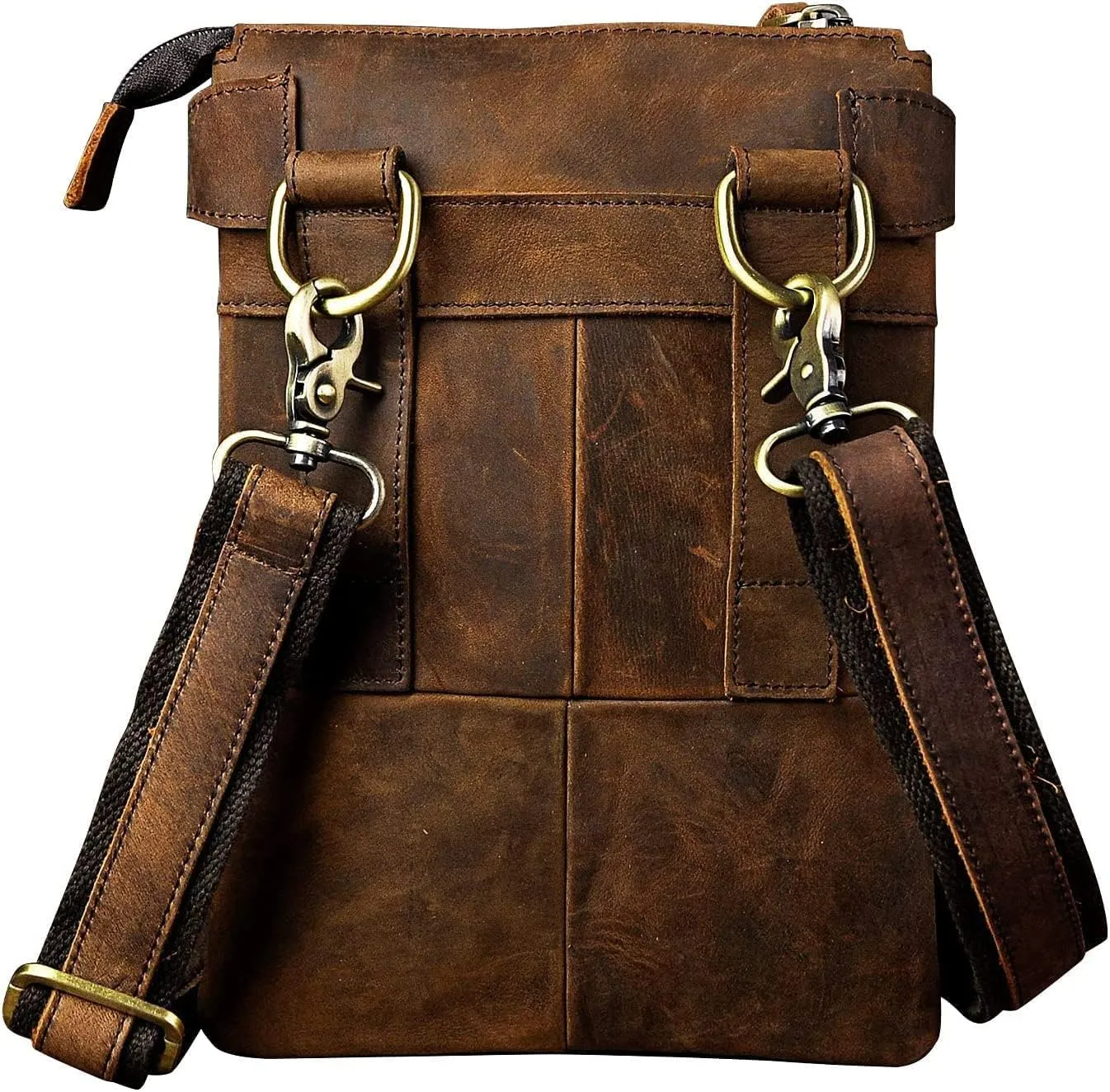 Le'aokuu Mens Genuine Leather Fanny Small Messenger Shoulder Satchel Waist Bag Pack 8711