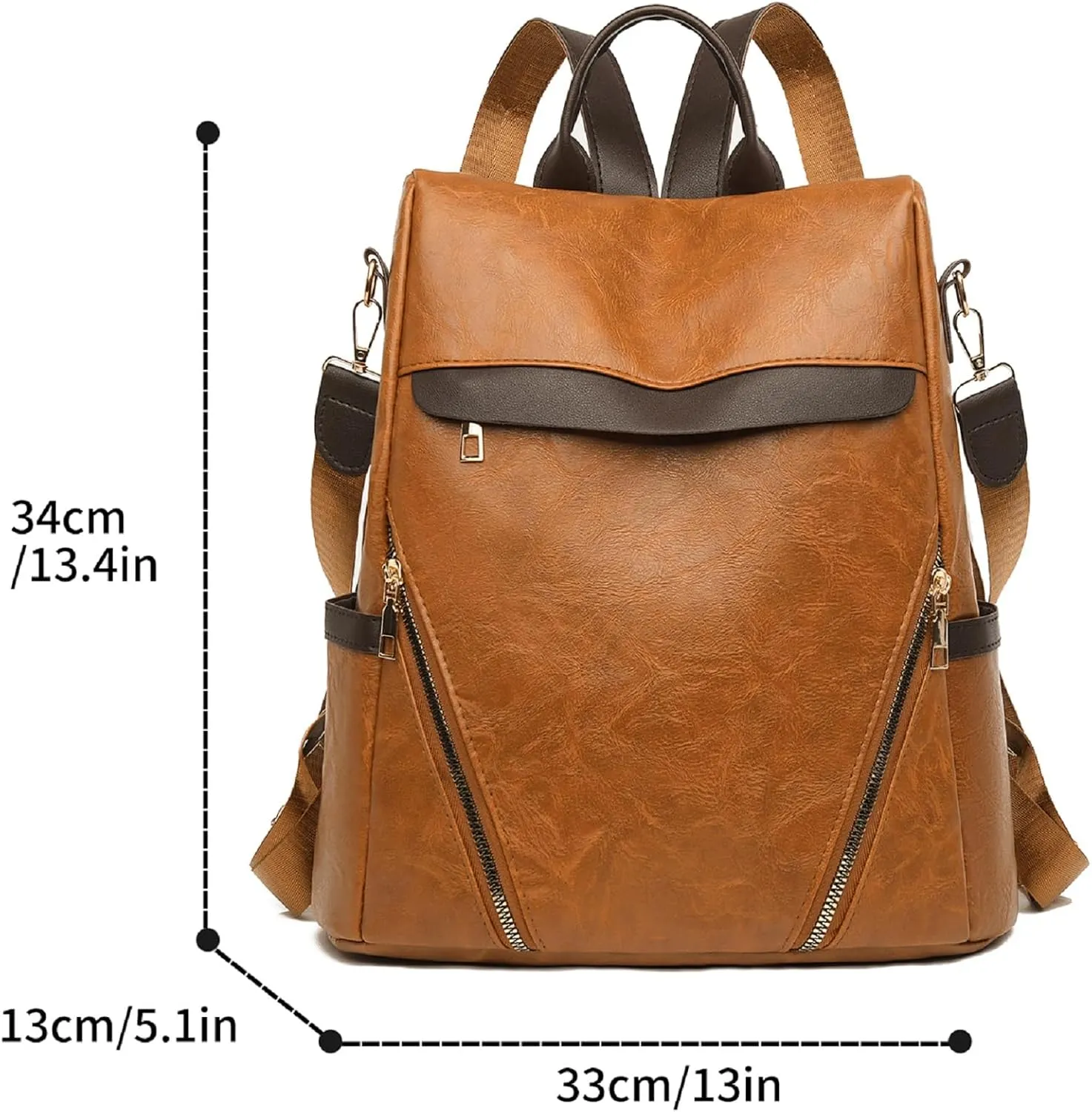 Leather Backpack Purse for Women Multipurpose Design Ladies Shoulder Bags Convertible Satchel Handbags Travel Bag (brown)