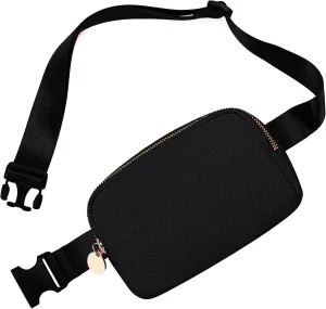Leather Belt Bag for Women – Black Leather Fanny Pack Crossbody, Everyday Belt Bag, Waist Pack, Women’s Fanny Pack, Crossbody Fanny Packs for Women, Large Black Bag