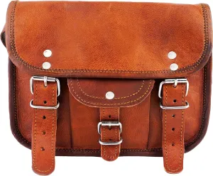 Leather Brown 9" Satchel Bag Men Crossbody Messenger Bag Women Handbag Purse
