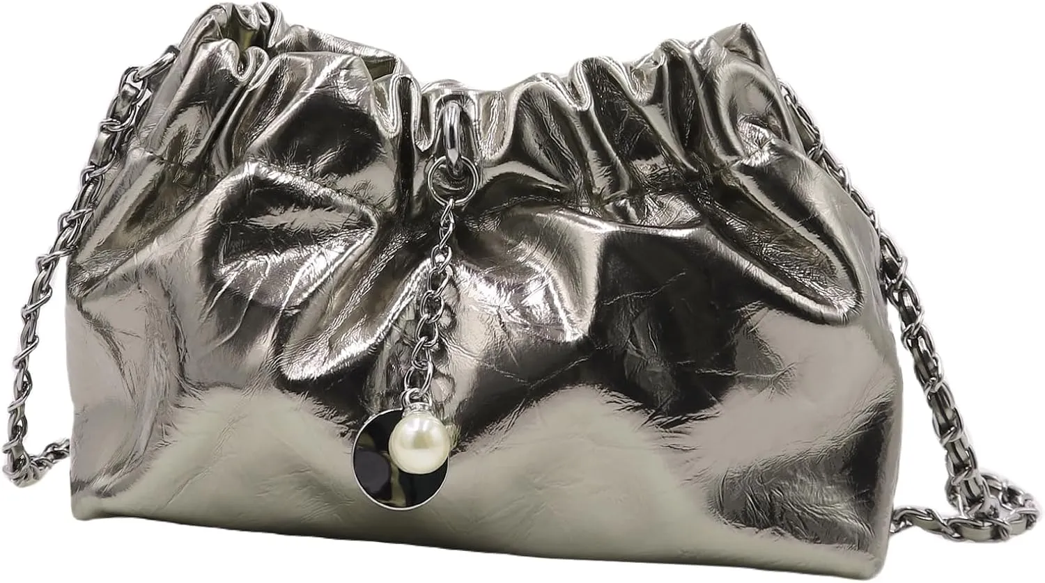 Leather Bucket Bag for Women Leather Chain Bag Hobo Bag Crossbody Shoulder Bag Small Tote Bag Sling Chest Bag