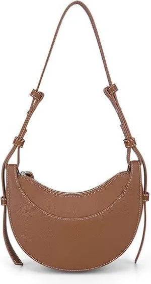 Leather Crescent Bag for Women, Designer Shoulder Bags, Sling Crossbody Bag Purse Casual Dumpling Hobo Bag